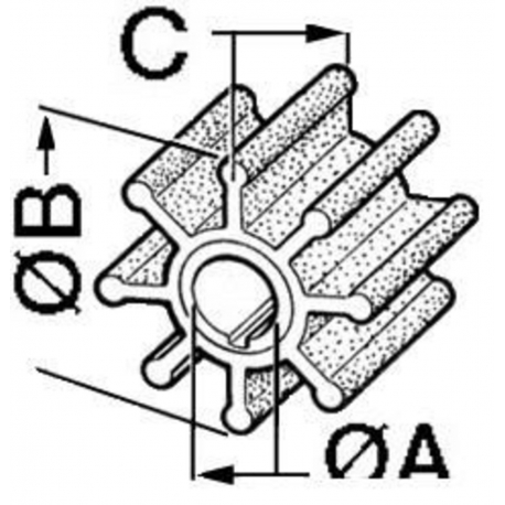 Impeller with 8 blades for JABSCO inboard engines - original ref. 920-0001/21