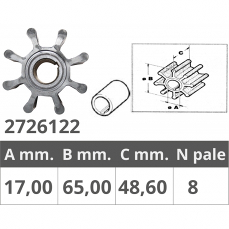 Impeller for Renault Couach engine pump - 48300008 140HP DIESEL