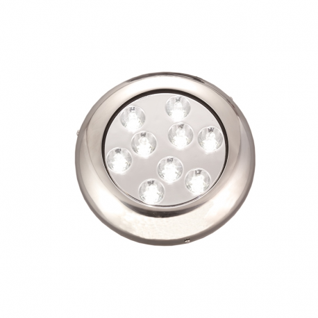 Luce subacquea a 9 LED con cornice in acciaio inox AISI 316