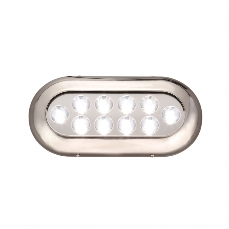 Luce subacquea a 10 LED con cornice in acciaio inox AISI 316