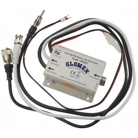 Glomex RA201 splitter to receive AM/FM and AIS signals simultaneously