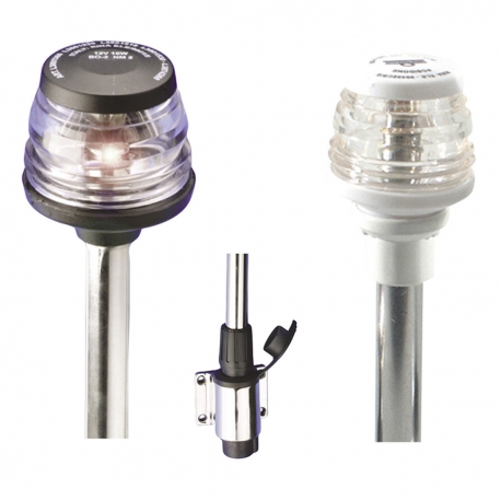 Stainless steel rod with wall base, complete with 360° light