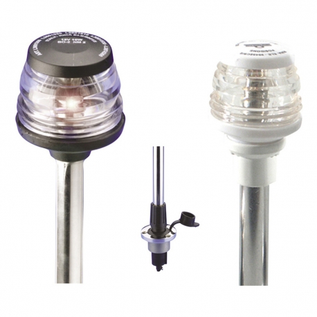 Stainless steel rod with wall base, complete with 360° light