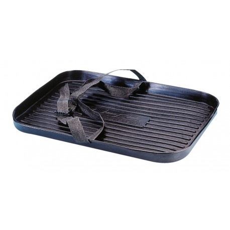 Tank or battery holder tray complete with fixing strap