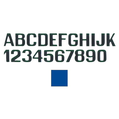 Blue letters and numbers mm.150