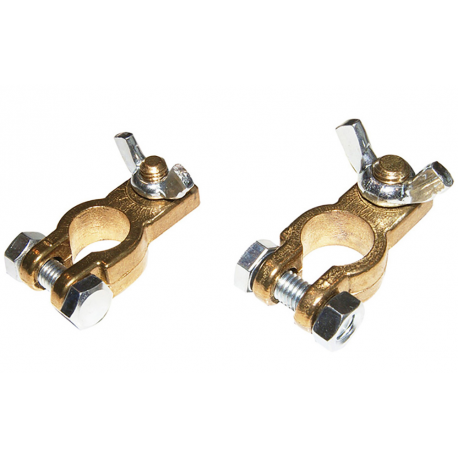 Polished brass battery clamp
