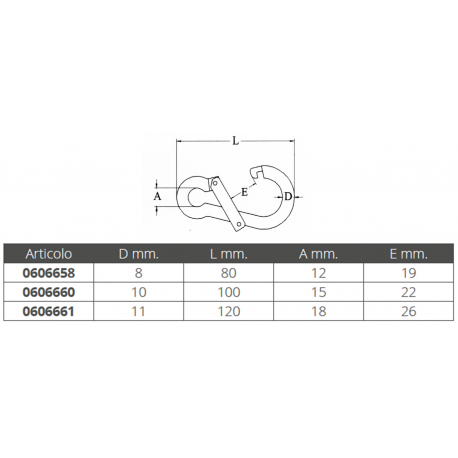 Stainless steel 316 transversal opening carabiner