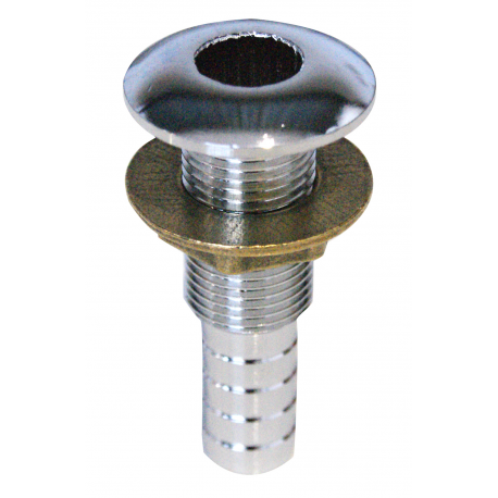 Chromed brass overboard drain with hose connector