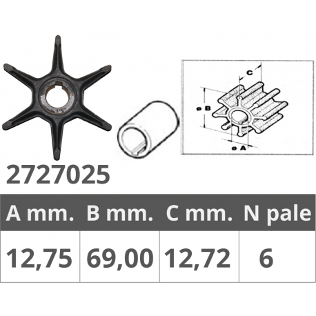 Impeller johonson/ev 2t 10-25 hp