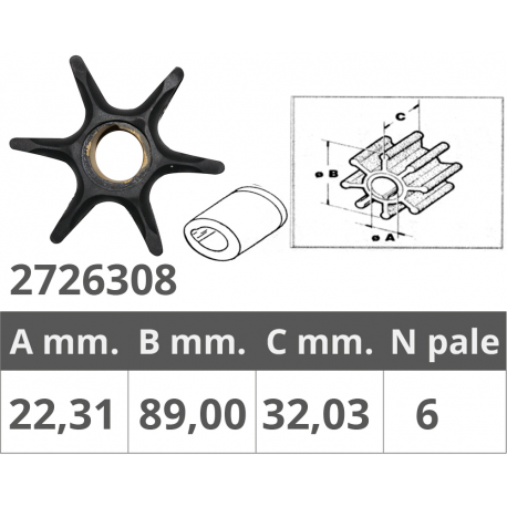 Impeller johnson/ev. 2t v4-v6 22,41mm