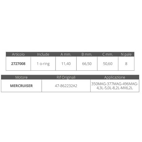 Impeller mercruiser 8.1s - 496mag