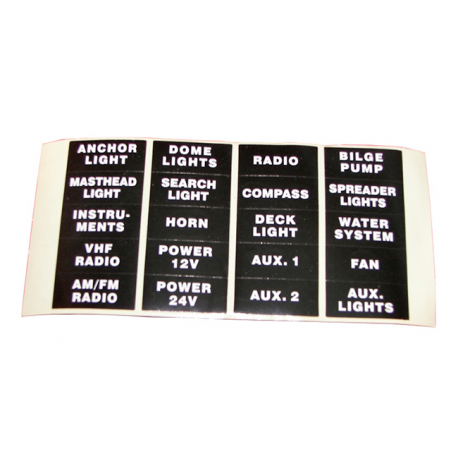 Set of black adhesive symbols for switches