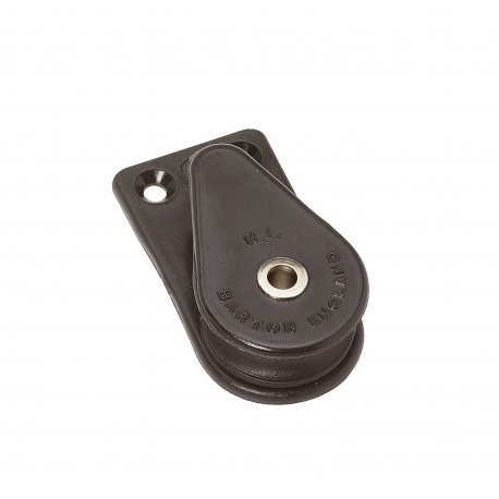 Single Ø 8 mm. block with flat fastening and becket - Barton Marine