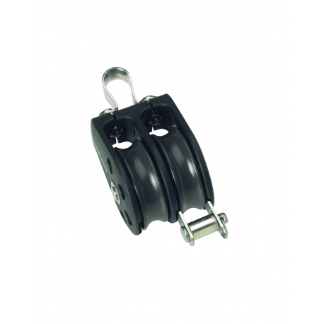 Double fixed block Ø 8 mm. with fixed eye and becket - Barton Marine