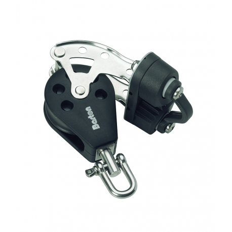 Single swivel block Ø 8 mm. with becket and cleat - Barton Marine