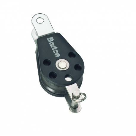 Single fixed block Ø 12 mm. with becket and pin - Barton Marine