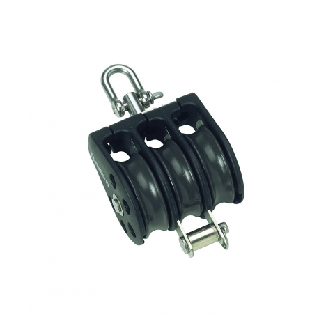 Triple swivel block Ø 12 mm. with becket - Barton Marine