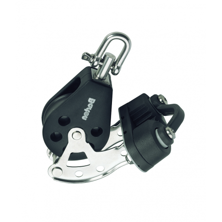 Single swivel block Ø 12 mm. with becket and cleat - Barton Marine