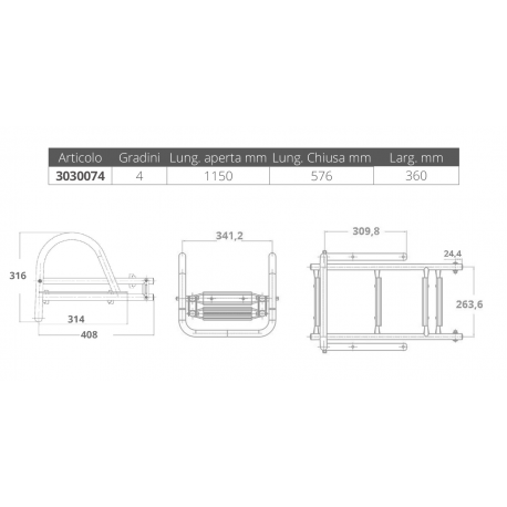 Stainless steel folding ladder