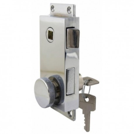 Square chromed brass lock - Dimensions 110 x 43 mm.