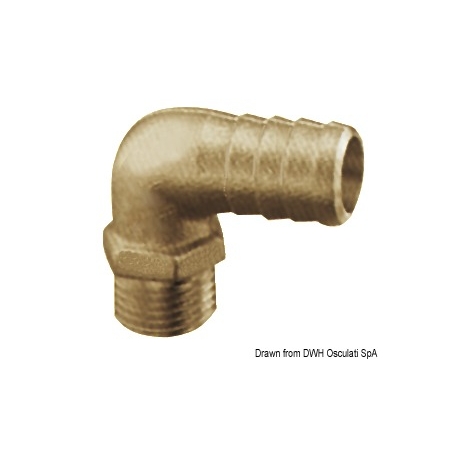 Brass hose connector, 90° male version