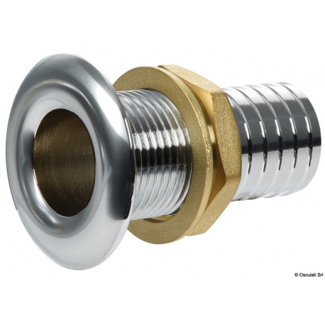 Overboard discharge with rounded head, with hose connector