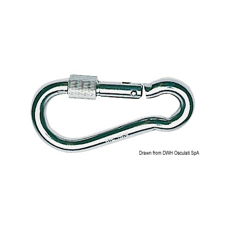 Stainless steel carabiner with screw locking ring