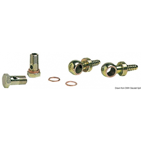 Kit 2 brass swivel fittings 2 hose connectors 4 copper gaskets