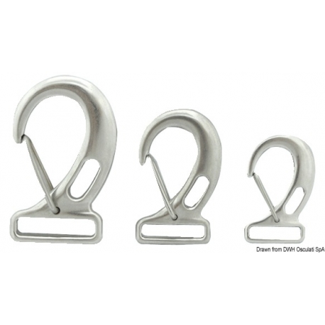 Stainless steel carabiner with rectangular eye for ribbon