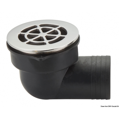 Sump drains 90° with non-return valve