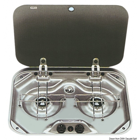 SMEV stainless steel hob with smoked tempered glass lid