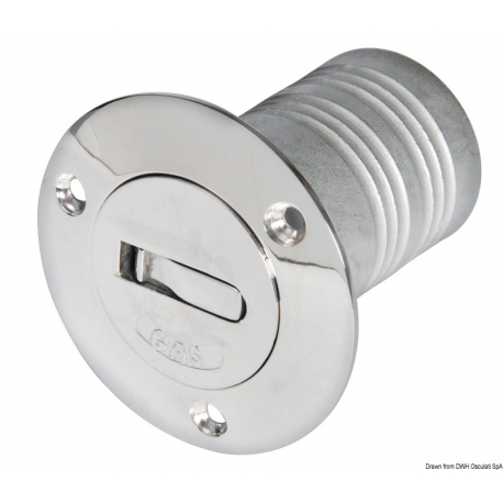 Chromed brass flush utility cap with flap opening