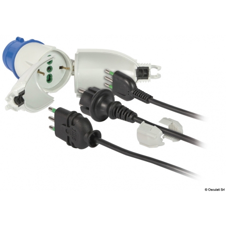 Watertight shore converter for Schuko sockets