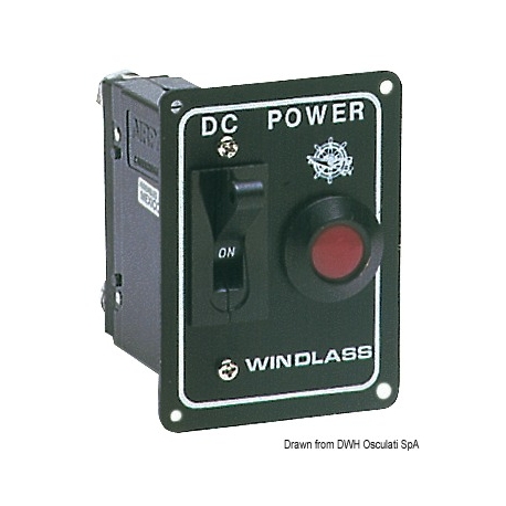 Control panel for winches or bow thrusters with safety switch