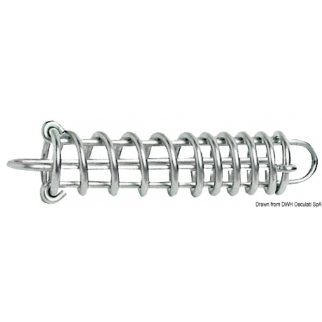 Polished steel mooring spring with variable pitch