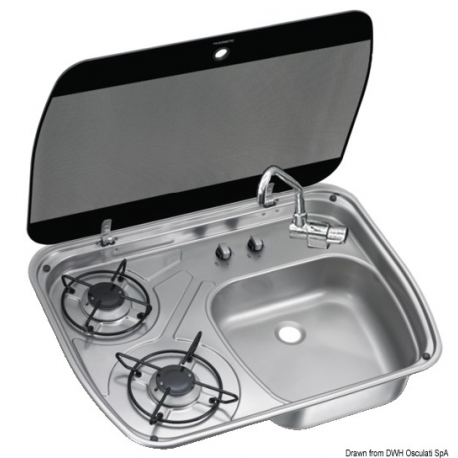 Stainless steel hob SMEV/DOMETIC with smoked tempered glass lid