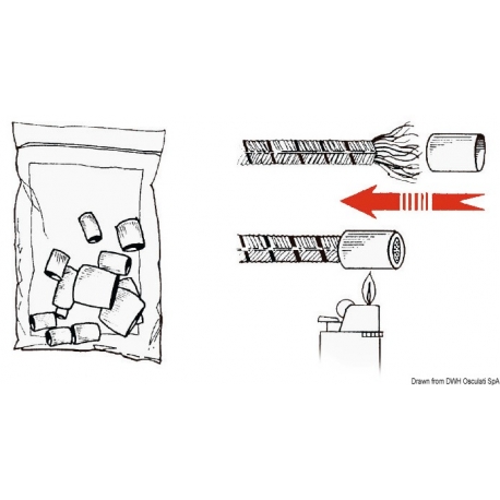 White plastic heat-shrink terminals for heading 440 ropes