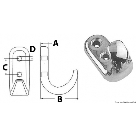 Cast hook with double screw 19014