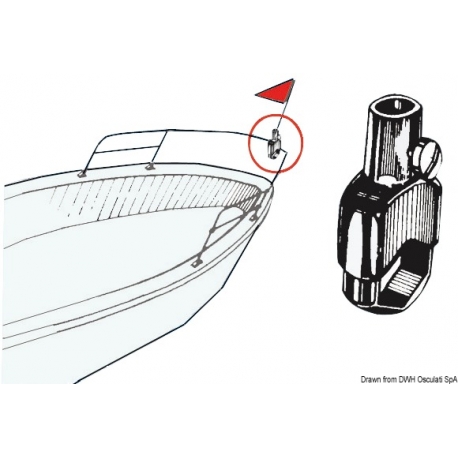 Flagpole bracket for mounting on pulpits or handrails 2362