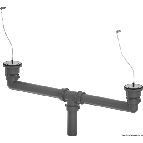 Drain kit with chain cap and drain pipes 43249
