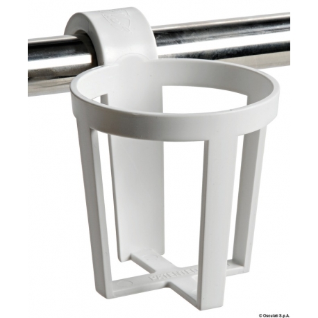 Universal plastic cup holders for snap-on installation on pulpits or stanchions. 21173