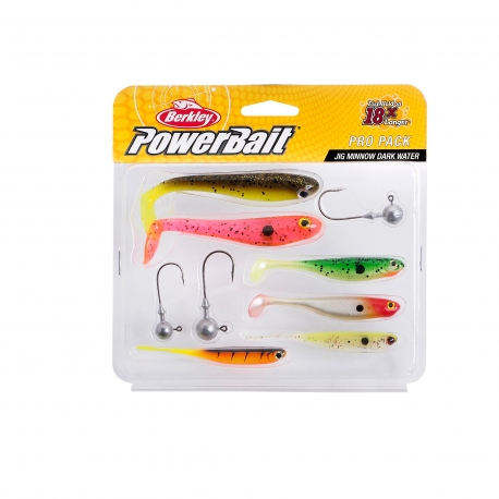 Berkley PowerBait Pro Pack Jig Minnow Dark Water 7 piece lure kit