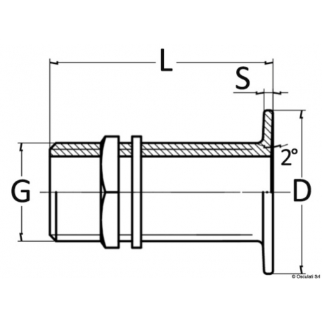 Sea discharge with flat head, all threaded