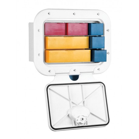 White lockable chest of drawers with compartments for accessories