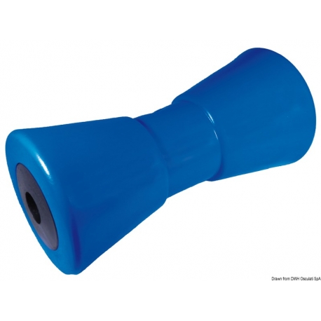 Rullo singolo reggichiglia 200 mm. Ø 95 mm. blu con foro da Ø 21 mm.
