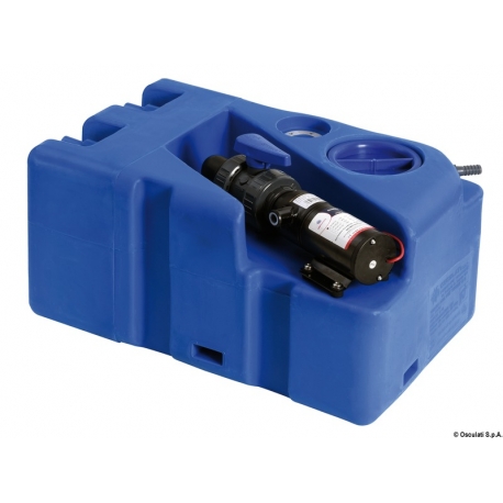 Serbatoio rigido 50 Lt. con maceratore 12 V per acque nere in plastica blu