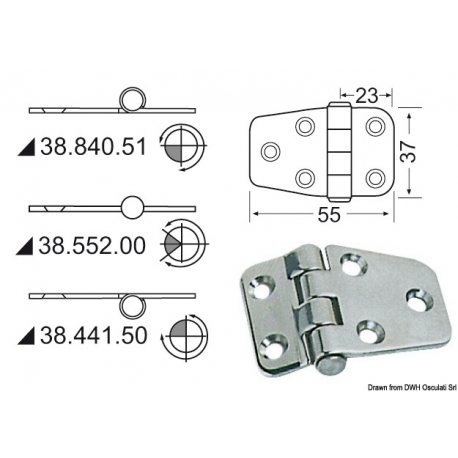 Cerniera inox 55x37 mm