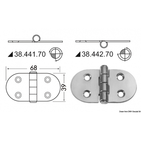 Cerniera inox 68x39 mm