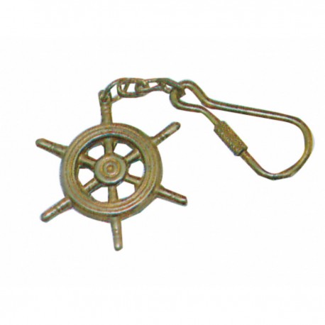 Keyring pendant in polished brass - Rudder