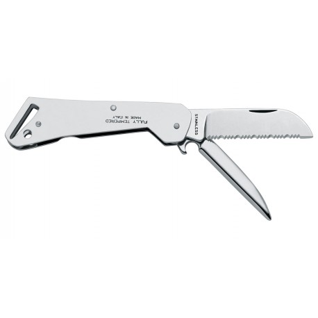 Stainless steel knife with pin opener - awl and bottle opener